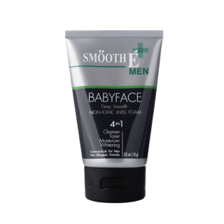 Smooth E Men 4in1 โฟมล้างหน้าสำหรับผู้ชาย 2.5 Oz. สูตรไม่มีฟอง Non-Ionic ทำความสะอาดได้ล้ำลึก ไร้สารตกค้าง ลดความมัน