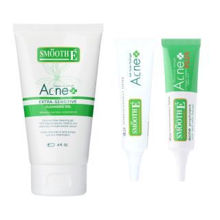 Smooth E Anti Acne Set จบทุกปัญหาสิว ผิวมัน ลดสิว ควบคุมความมันบนใบหน้า สิวยุบทันใจภายใน 24 ชั่วโมง อ่อนโยนต่อผิว ผิวมัน ผิวแพ้ง่าย เป็นสิวง่าย