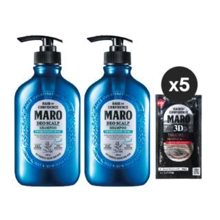 Maro เซ็ตสุดคุ้ม Deo Scalp 400ml. แพ็ค 2 แถมฟรี Maro 3D Volume up 10ml. 5 ชิ้น แชมพูขจัดรังแค สูตรเย็น จากประเทศญี่ปุ่น