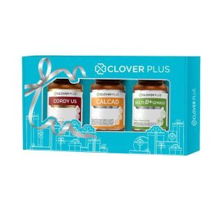 Clover Plus Special Gift Set เซ็ตขายดี MultiB + Calcad + Cordy US อาหารเสริม สำหรับสมอง สำหรับกระดูก และฟื้นฟูสุขภาพ