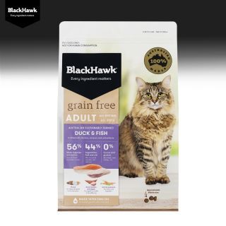 BlackHawk (Grain-Free) Cat Adult อาหารแมวโต สูตรเป็ดและปลา บำรุงขน ลดกลิ่นมูล รสชาติที่แตกต่าง สำหรับแมวเลี้ยงในบ้านและกินยาก (1.2kg.)