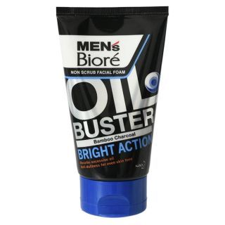 BIORE Men s Non Scrub Facial Foam Face Wash Cleans Oil Buster Bright Action โฟมล้างหน้าควบคุมความมัน 100g