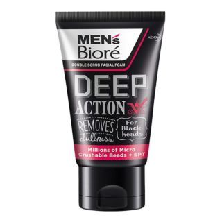 BIORE Men's Double Scrub Deep Action โฟมล้างหน้าลดสาเหตุของสิวอุดตัน100g.