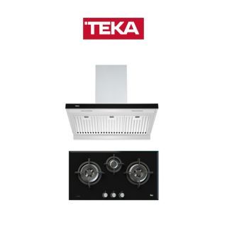 TEKA เตาแก๊สเซรามิคครัสตัล 3 หัวเตา รุ่น GT LUX 82 3G AI AL 2 TR แถม เครื่องดูดควัน รุ่น DHA 90 TC