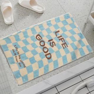 Cozybrown พรมดักฝุ่นลายตาราง Life Is Good (ฺBlue-Cream) [Pre-Order]