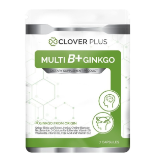 Clover Plus Multi B Plus Ginkgo วิตามินบีรวมและสารสกัดจากใบแปะก๊วยช่วยบำรุงสมอง ช่วยลดอาการปวดไมเกรน  (7แคปซูล)