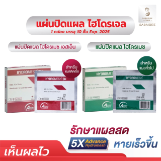 Hydromesh Exp.2025 ไฮโดรเมช แผ่นปิดแผลสด แผ่นแปะแผลติดเชื้อ ขนาด10x10ซม. ตาข่ายทำแผล (สีแดง (10ชิ้น))