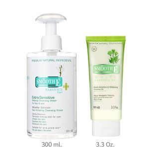 Smooth E Super Brightening Cleansing & Cleanser Set คู่คลีนซิ่งและเจลล้างหน้าสูรอ่อนโยน ผิวสะอาดหมดจดแม้ผิวบอบบางแพ้ง่าย