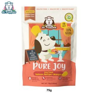 PURE Joy Dog Salmon Mango เพียวจอย ขนมสุนัขเพื่อสุขภาพ สูตรแซลมอน+มะม่วง บำรุงขน เสริมภูมิ (Grain-Free) (75g)