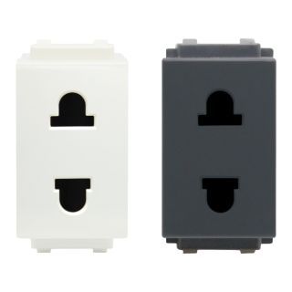 HACO เต้ารับ 2 ขาเดี่ยว 16A 250V พร้อมม่านนิรภัย 2 Pin Euro-American Socket รุ่น H40-R121