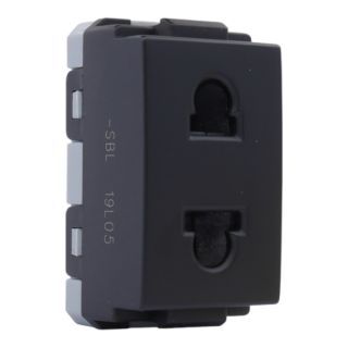 HACO เต้ารับ 2 ขา 2pin Euro-American Socket Module 16A 250V สีดำ T&J รุ่น W8416U-SBL