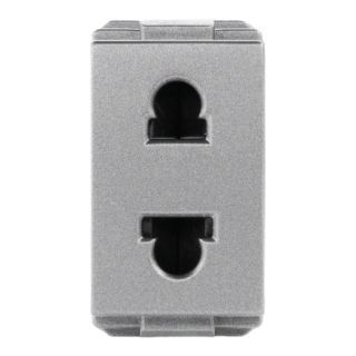 HACO เต้ารับ 2 ขา 2pin Euro-American Socket Module 16A 250V สีเทา T&J รุ่น W8416U-MSB